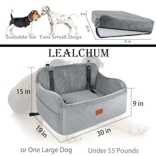 Lealchum Dog Car Seat for Large Dogs | Memory Foam Support & Safety Travel thumbnail 2