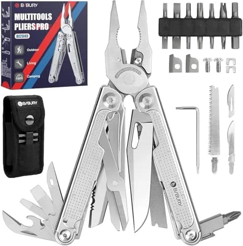 BIBURY Multitool Pliers Pro with 440A Knife & Full Size Scissors | 22-in-1 Professional Multi-Tool for Heavy-Duty Tasks thumbnail 1