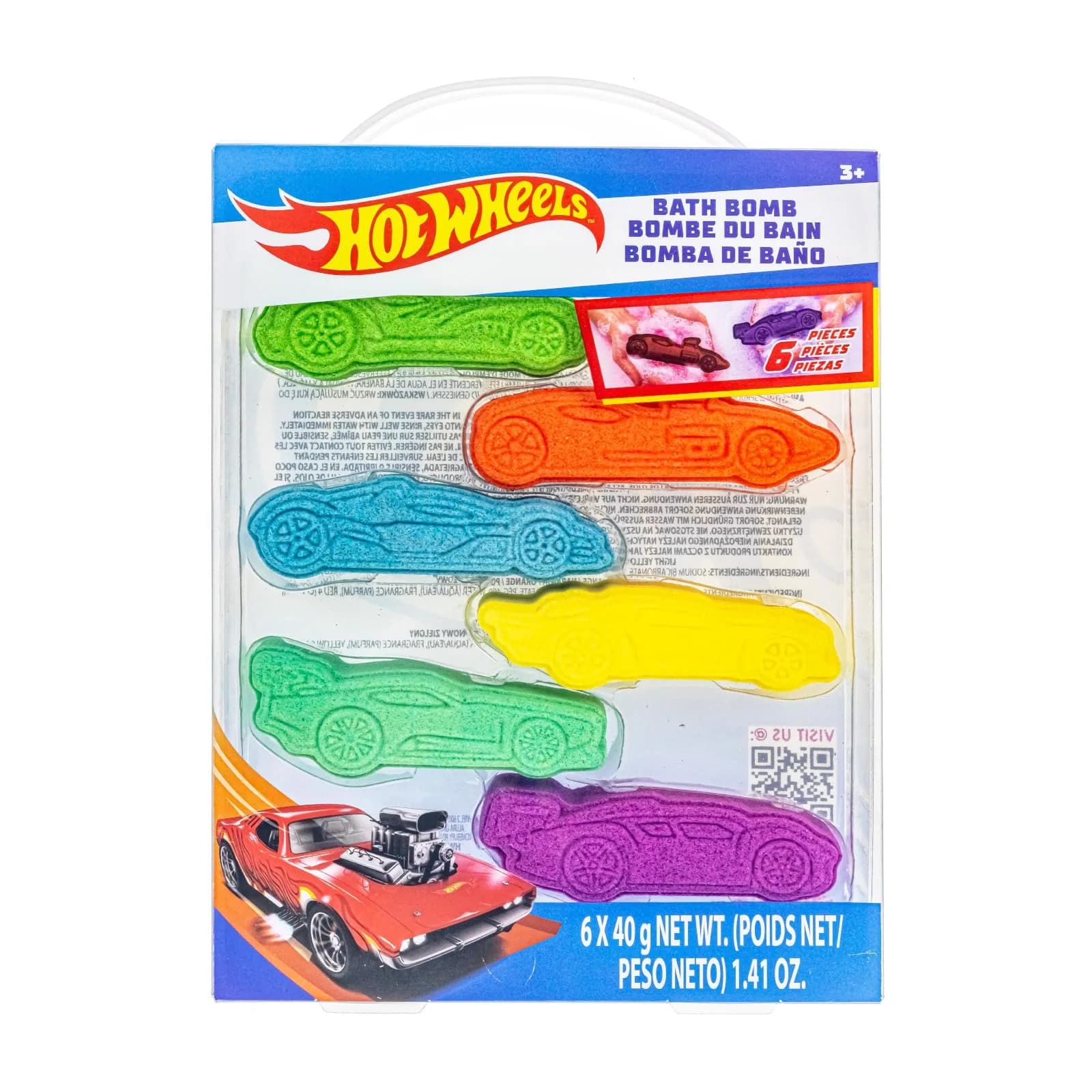 Townley Girl Hot Wheels Bath Bomb Set, 6-Piece Bubble Gum Scented, Ages 3+ | Colorful Fizzies for Kids