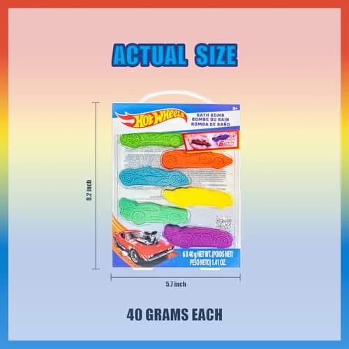 Townley Girl Hot Wheels Bath Bomb Set, 6-Piece Bubble Gum Scented, Ages 3+ | Colorful Fizzies for Kids thumbnail 6