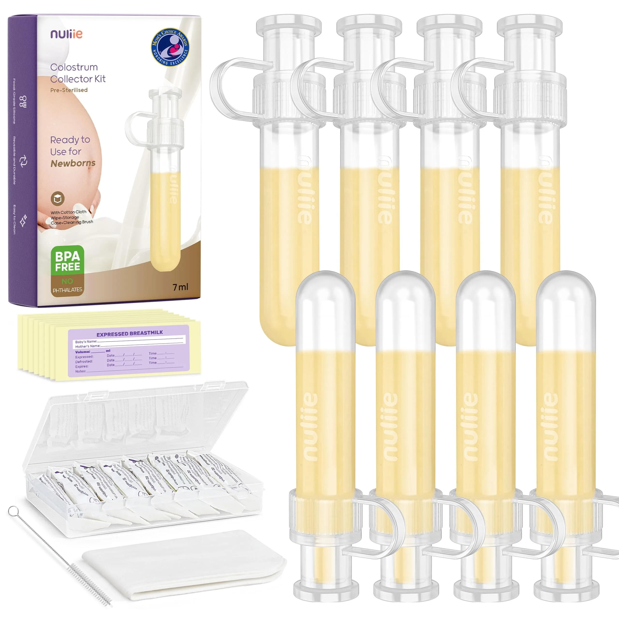 Nuliie Colostrum Collector Kit 7ml (0.24 Fl Oz) | 8-Piece Set for Newborn Feeding - main product image