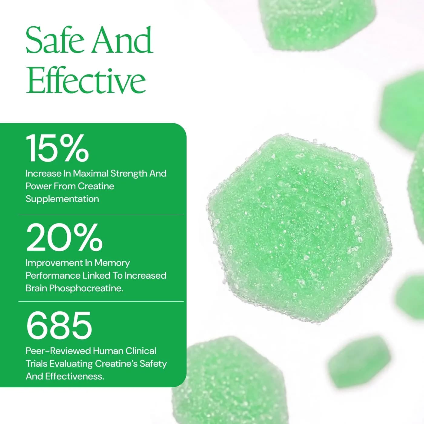 Create Creatine Monohydrate Gummies for Men & Women, Boost Focus, Strength, and Endurance, Anti-Melting Formula, Vegan, Gluten-Free, Non-GMO, 1.5g of Creatine per Gummy (Sour Green Apple) | 90 Count - view 8