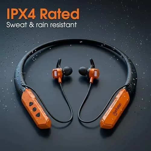 MANHATTAN Bluetooth Neckband Earbuds 15-Hour Battery IPX4 Mic | Wireless, Noise-Isolating, USB-C Recharge thumbnail 6