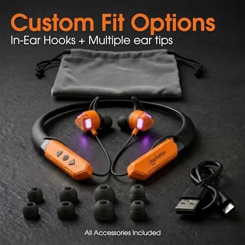 MANHATTAN Bluetooth Neckband Earbuds 15-Hour Battery IPX4 Mic | Wireless, Noise-Isolating, USB-C Recharge thumbnail 8