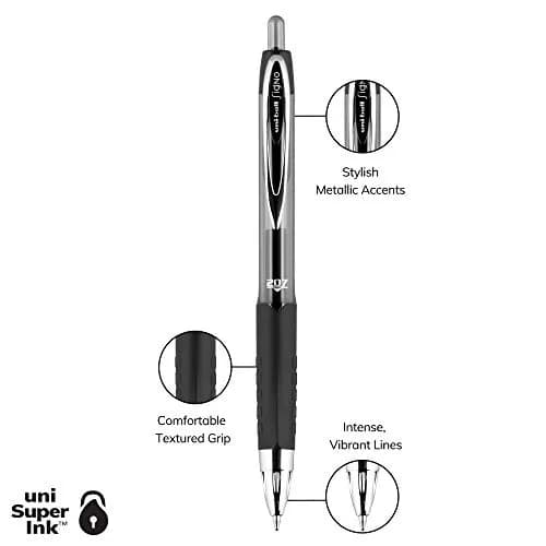 Uni-Ball 207 Retractable Gel Pens, 0.7mm Medium Point, Assorted Ink, 5/Pack | Smooth Ink Flow for Office & Students thumbnail 4