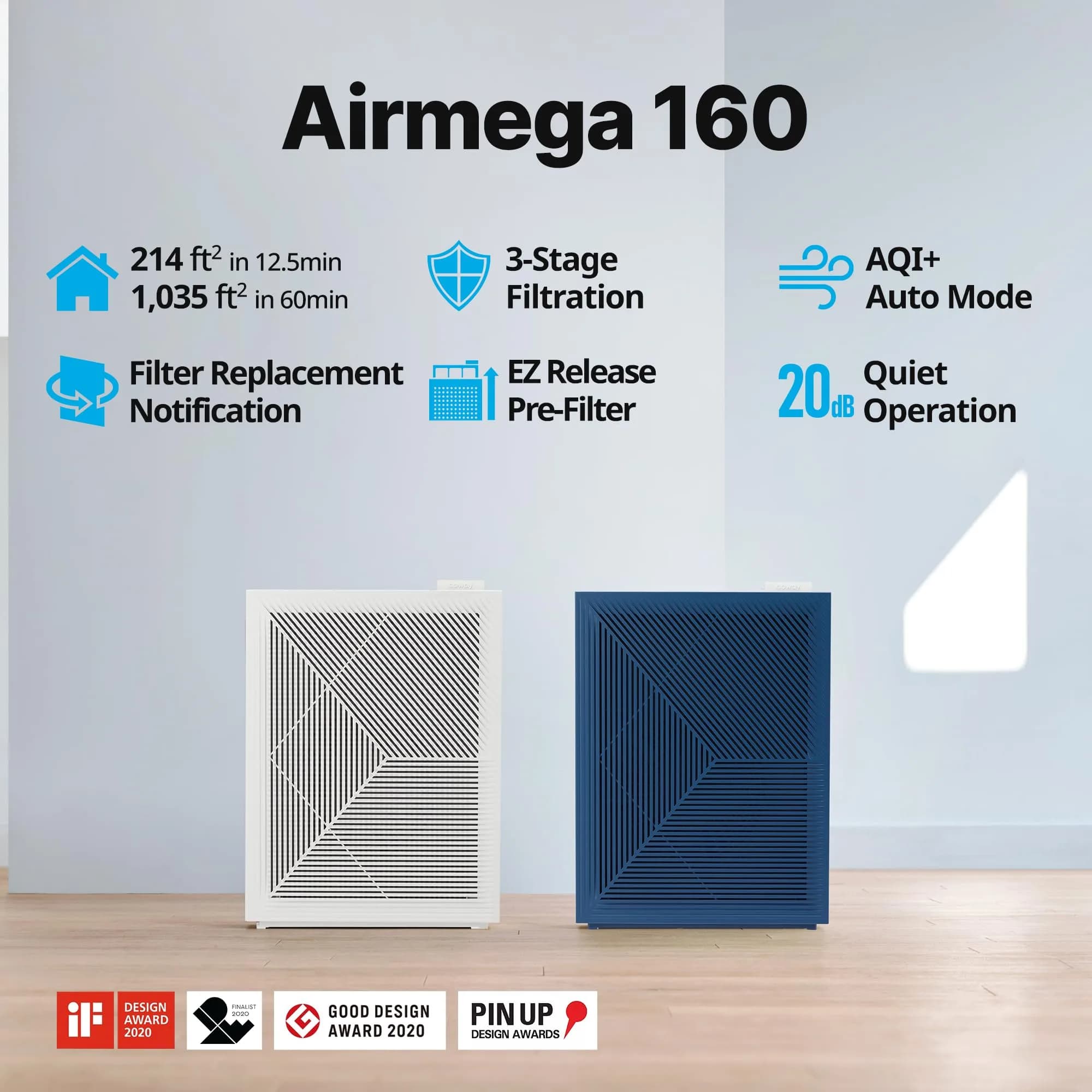 Coway Airmega 160 Air Purifier 1035ft² Coverage | True HEPA Filtration for Smoke, Allergens, Odors - view 2