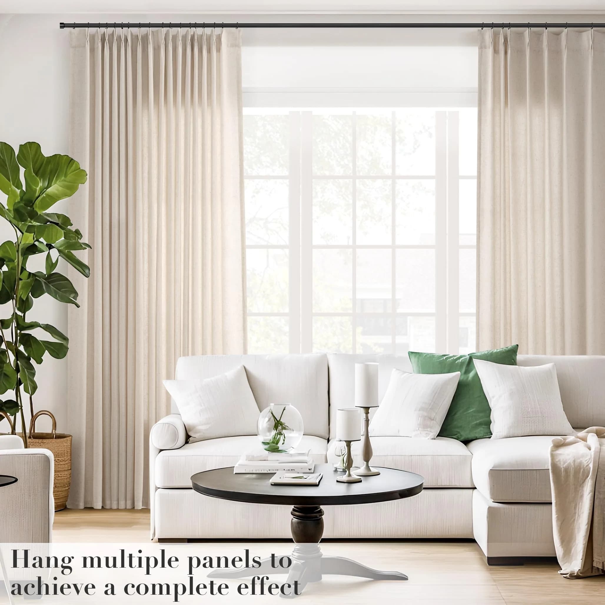 Joywell Pinch Pleated Linen Sheer Curtains 127cm x 213cm (50"W x 84"L) | Semi Light Filtering Elegant Drapes with Hooks - view 5