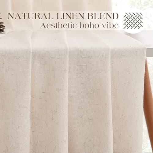 Joywell Pinch Pleated Linen Sheer Curtains 127cm x 213cm (50"W x 84"L) | Semi Light Filtering Elegant Drapes with Hooks thumbnail 7