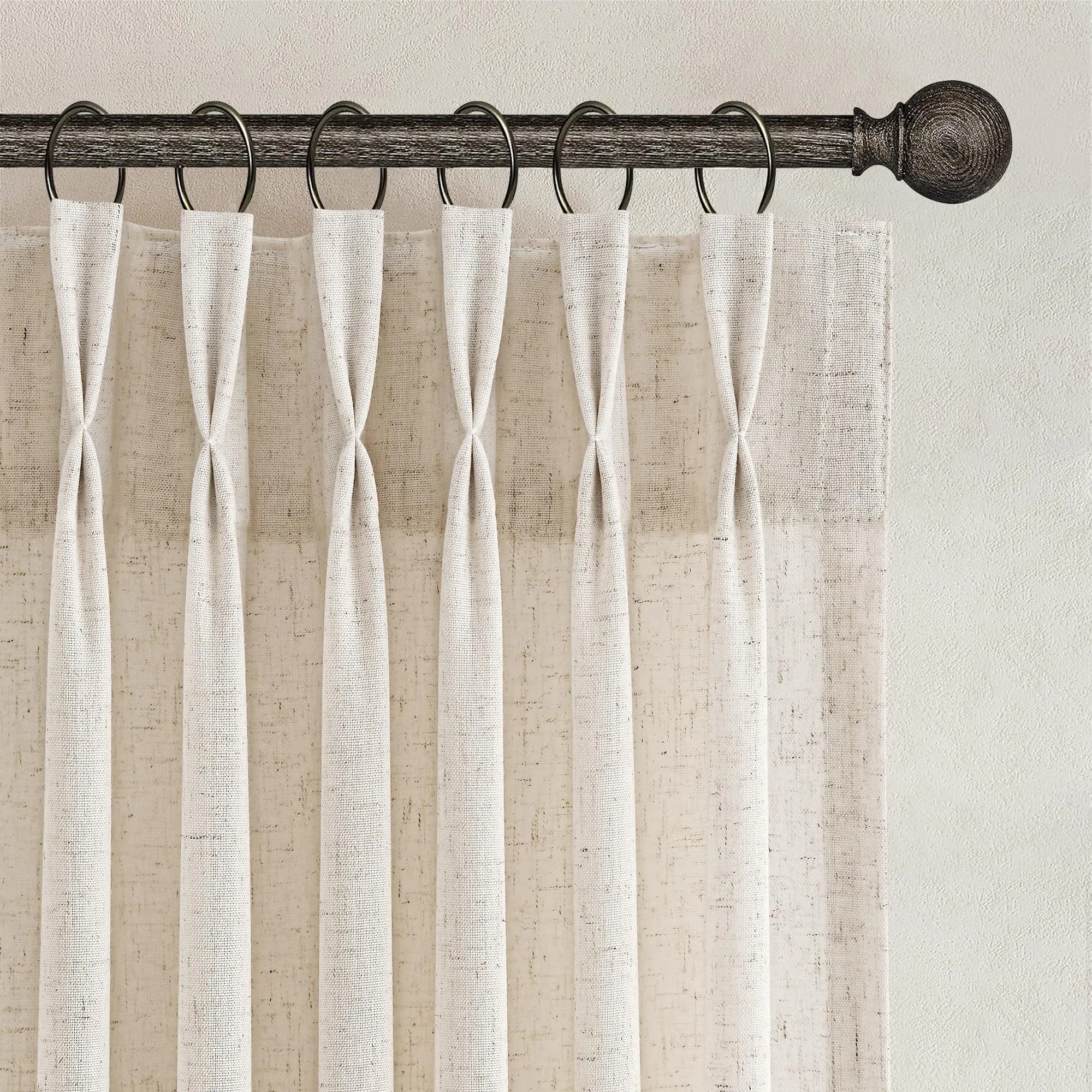 Joywell Pinch Pleated Linen Sheer Curtains 127cm x 213cm (50"W x 84"L) | Semi Light Filtering Elegant Drapes with Hooks - main product image