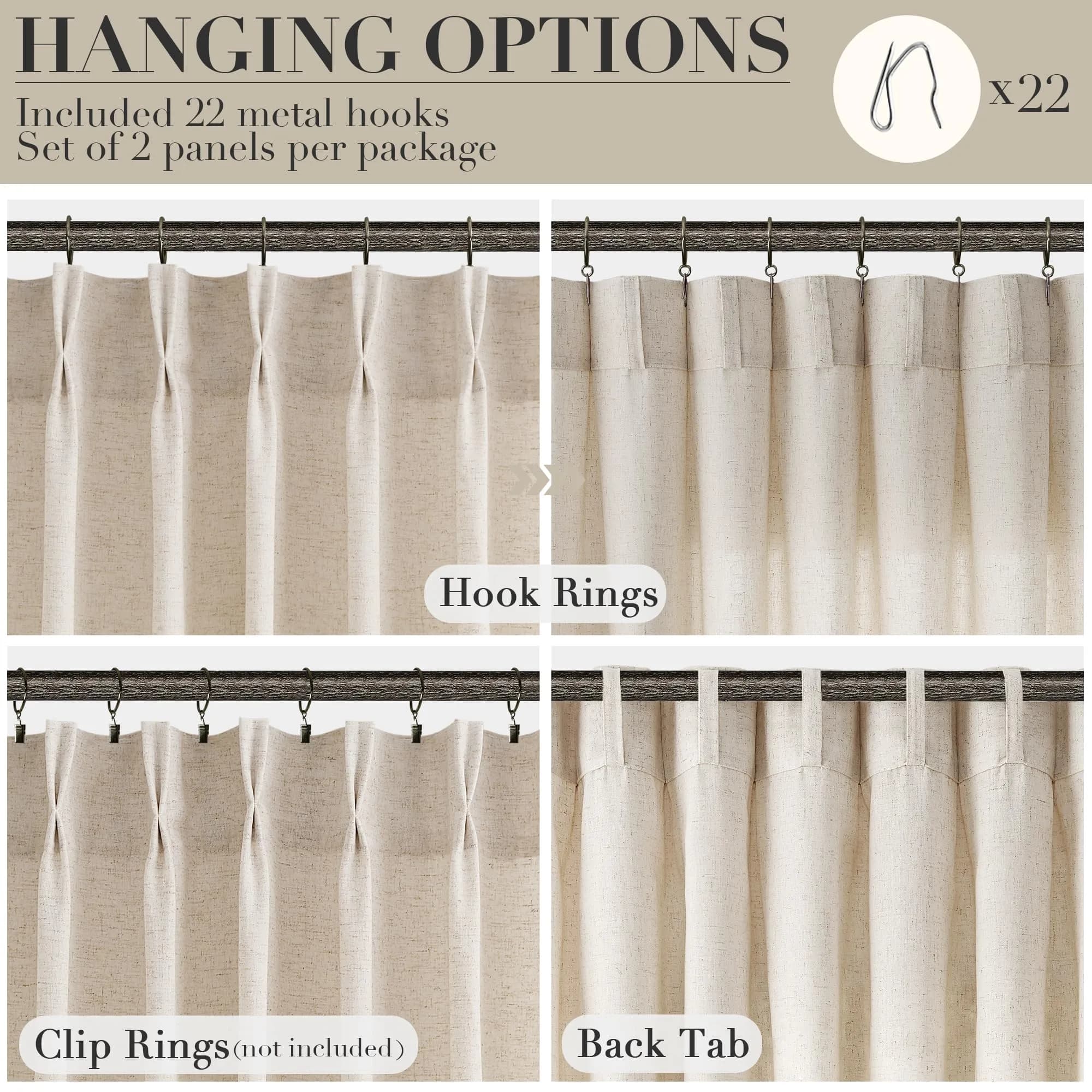 Joywell Pinch Pleated Linen Sheer Curtains 127cm x 213cm (50"W x 84"L) | Semi Light Filtering Elegant Drapes with Hooks - view 3
