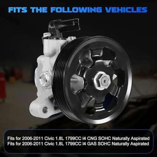 YOMALL Power Steering Pump with Pulley 21-5456 for 2006-2011 Honda Civic 1.8L | Direct Fit Replacement thumbnail 3