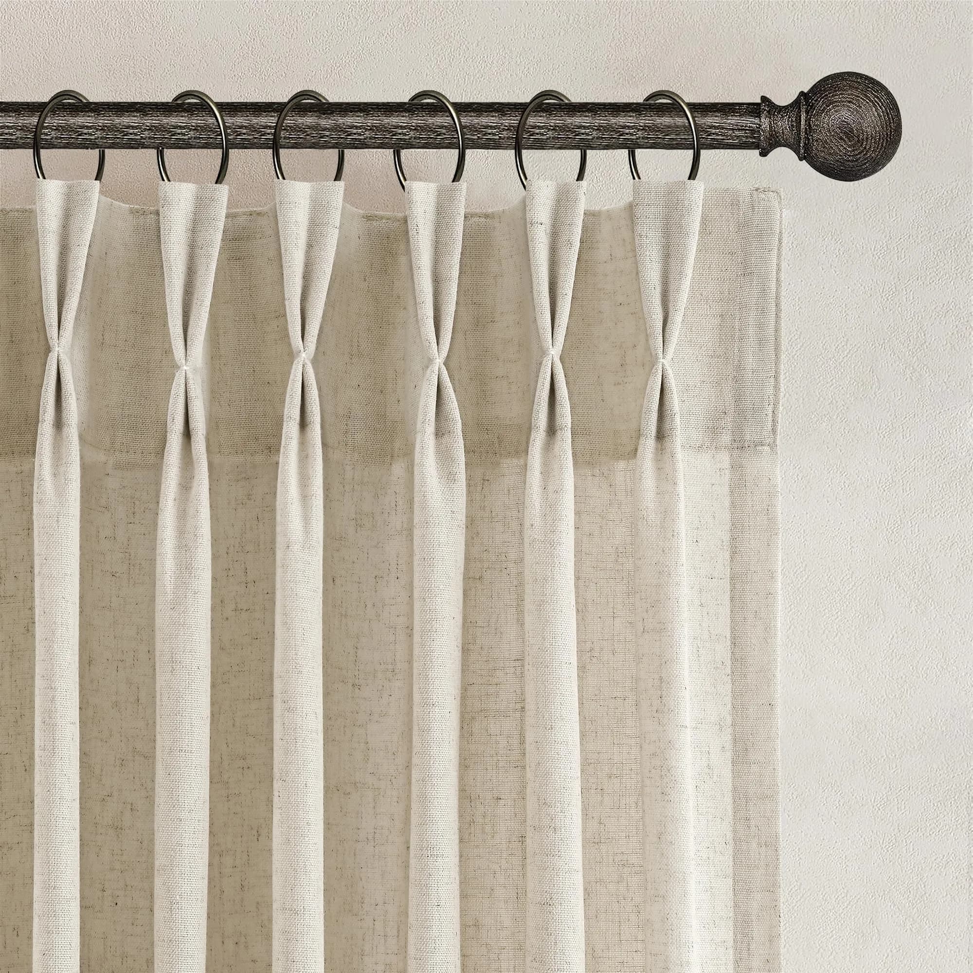 Joywell Linen Pinch Pleated Curtains 50"W x 90"L (Pack of 2) | Semi Sheer Light Filtering Drapes for Living Room - main product image