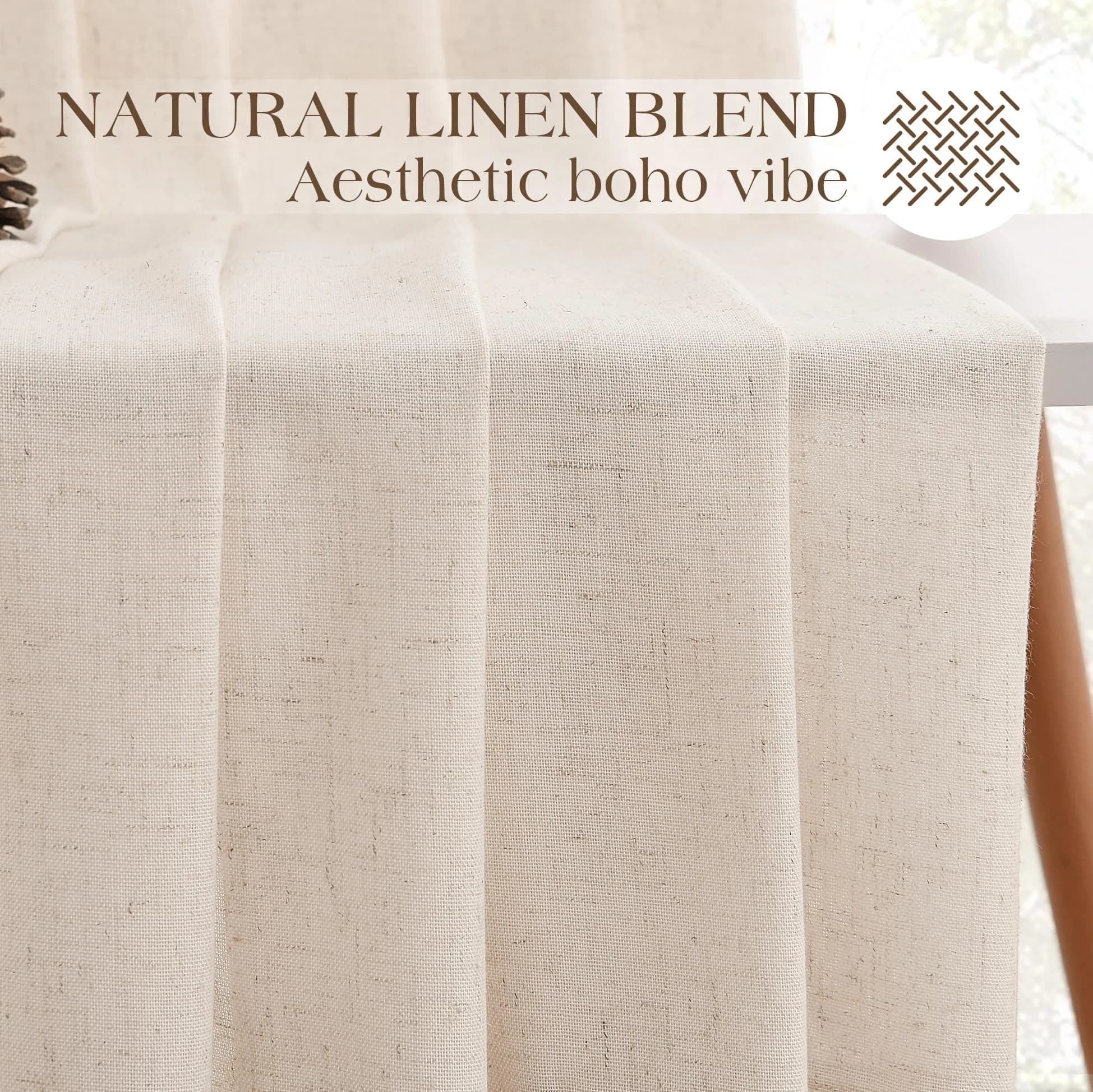 Joywell Extra Long Linen Pinch Pleat Curtains 259cm (102 in) | Semi-Sheer Light Filtering for Living Room, Bedroom, Dining Room, Office, Patio Doors - view 6