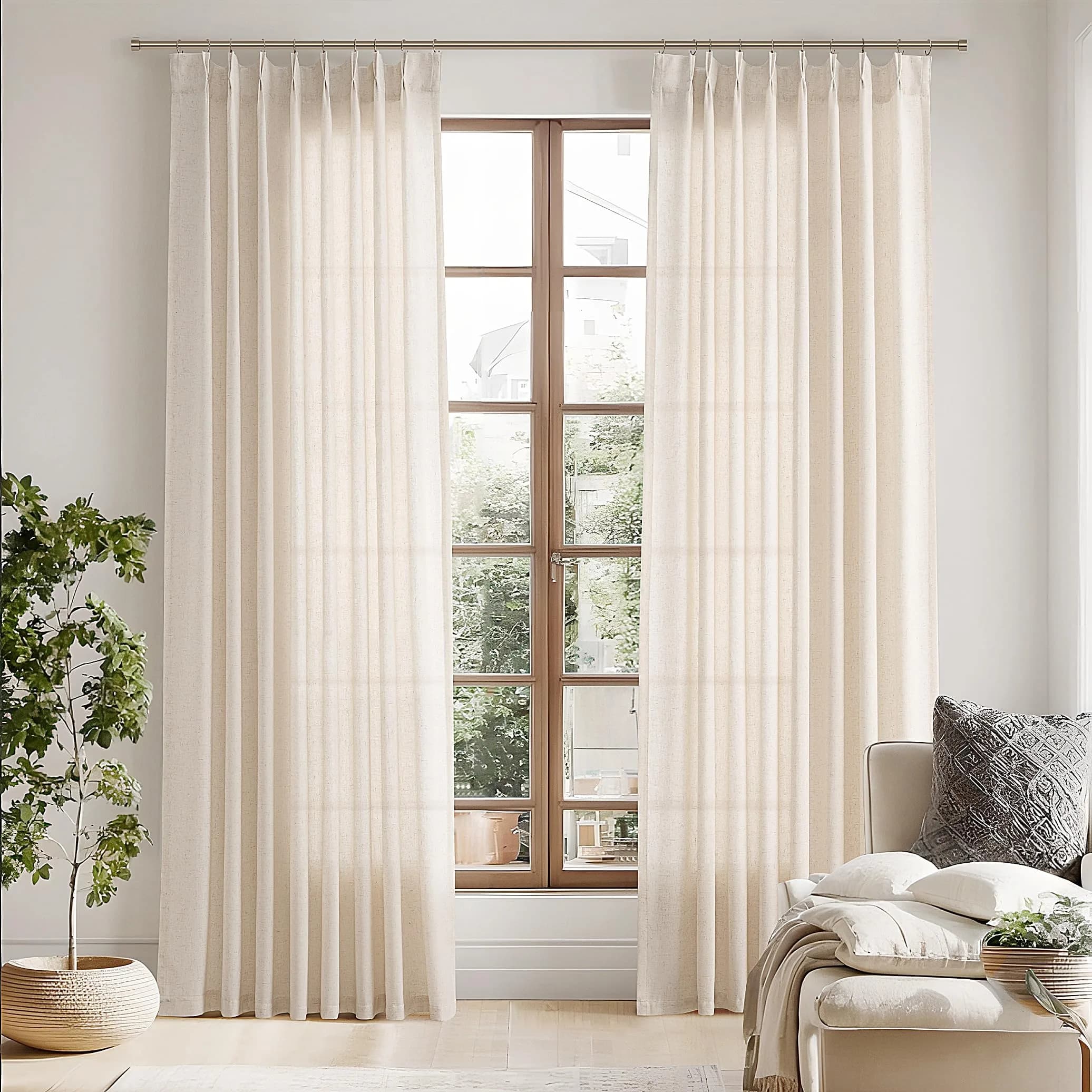 Joywell Extra Long Linen Pinch Pleat Curtains 259cm (102 in) | Semi-Sheer Light Filtering for Living Room, Bedroom, Dining Room, Office, Patio Doors - view 8