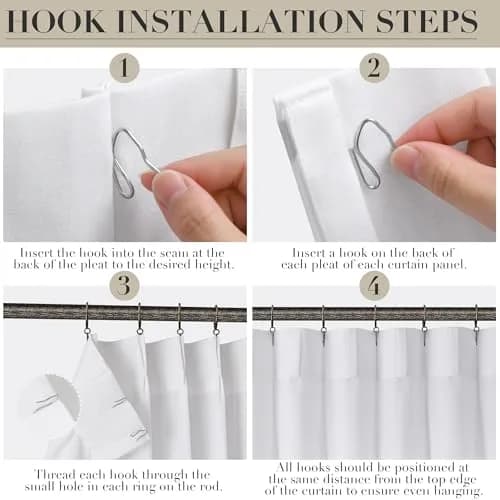 Joywell White Linen Pinch Pleated Curtains 259 cm (102 Inches) Long | Semi Sheer Light Filtering Drapes for Living Room thumbnail 4