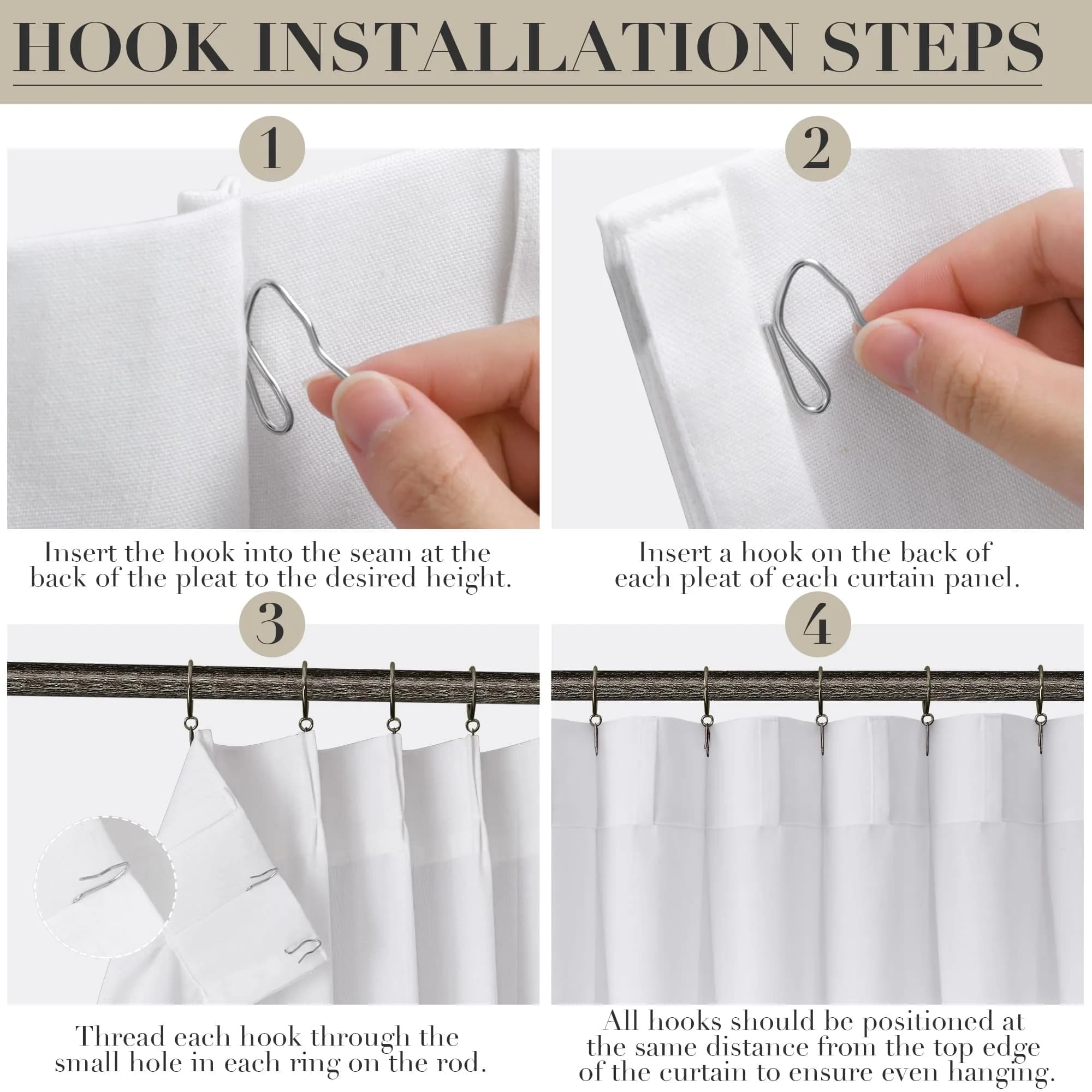Joywell White Linen Pinch Pleated Curtains 259 cm (102 Inches) Long | Semi Sheer Light Filtering Drapes for Living Room - view 4