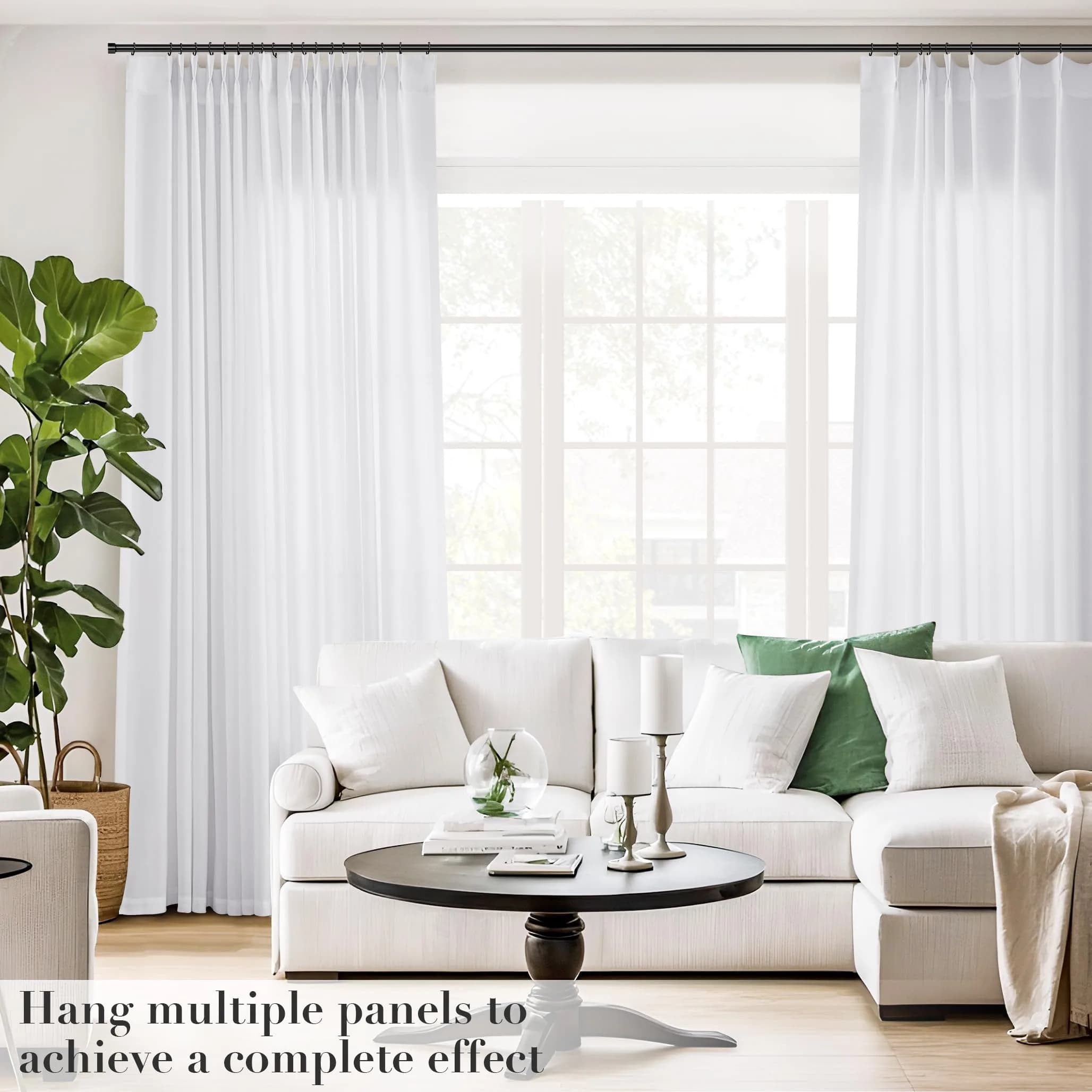 Joywell White Linen Pinch Pleated Curtains 259 cm (102 Inches) Long | Semi Sheer Light Filtering Drapes for Living Room - view 5