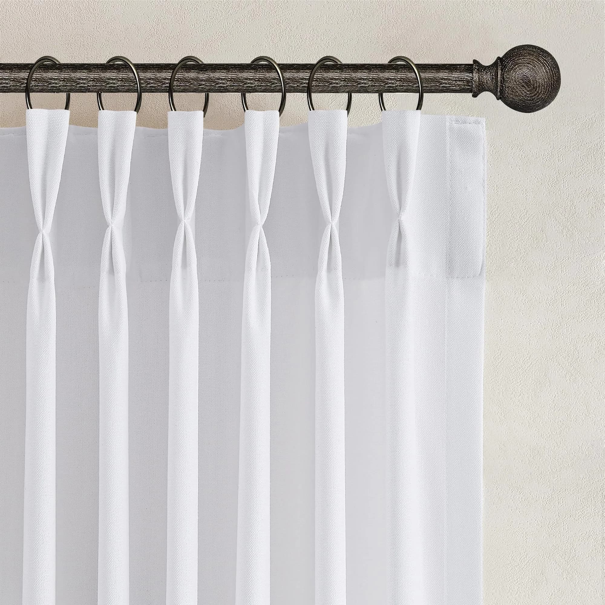 Joywell White Linen Pinch Pleated Curtains 259 cm (102 Inches) Long | Semi Sheer Light Filtering Drapes for Living Room - main product image