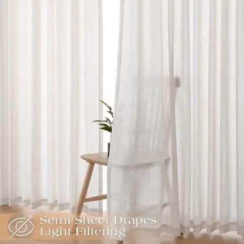 Joywell Extra Long Linen Pinch Pleated Curtains 108 Inches Natural Cream (2 Panels, 100cm x 274cm) thumbnail 6