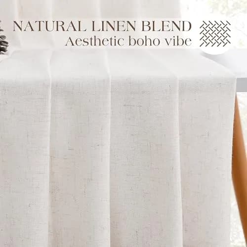 Joywell Extra Long Linen Pinch Pleated Curtains 108 Inches Natural Cream (2 Panels, 100cm x 274cm) thumbnail 7