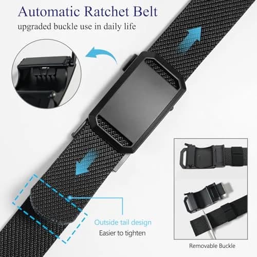 LionVII Men's Elastic Ratchet Belt 13.5cm (1 3/8") | Stretch Fit for 27-49" Waist thumbnail 3