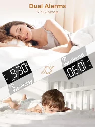 PPLEE Digital Alarm Clock for Bedroom with 2.2-Inch Bold Numbers, Dual Alarms thumbnail 4