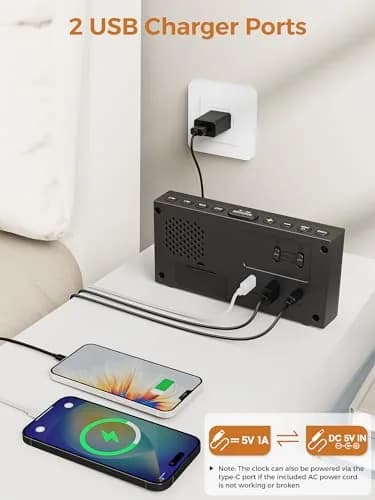 PPLEE Digital Alarm Clock for Bedroom with 2.2-Inch Bold Numbers, Dual Alarms thumbnail 5