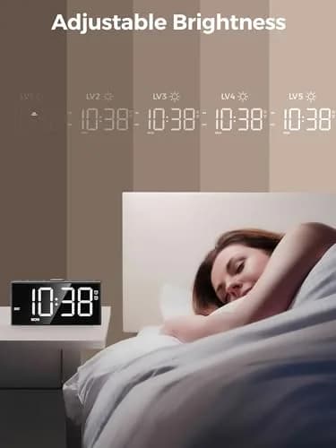 PPLEE Digital Alarm Clock for Bedroom with 2.2-Inch Bold Numbers, Dual Alarms thumbnail 2