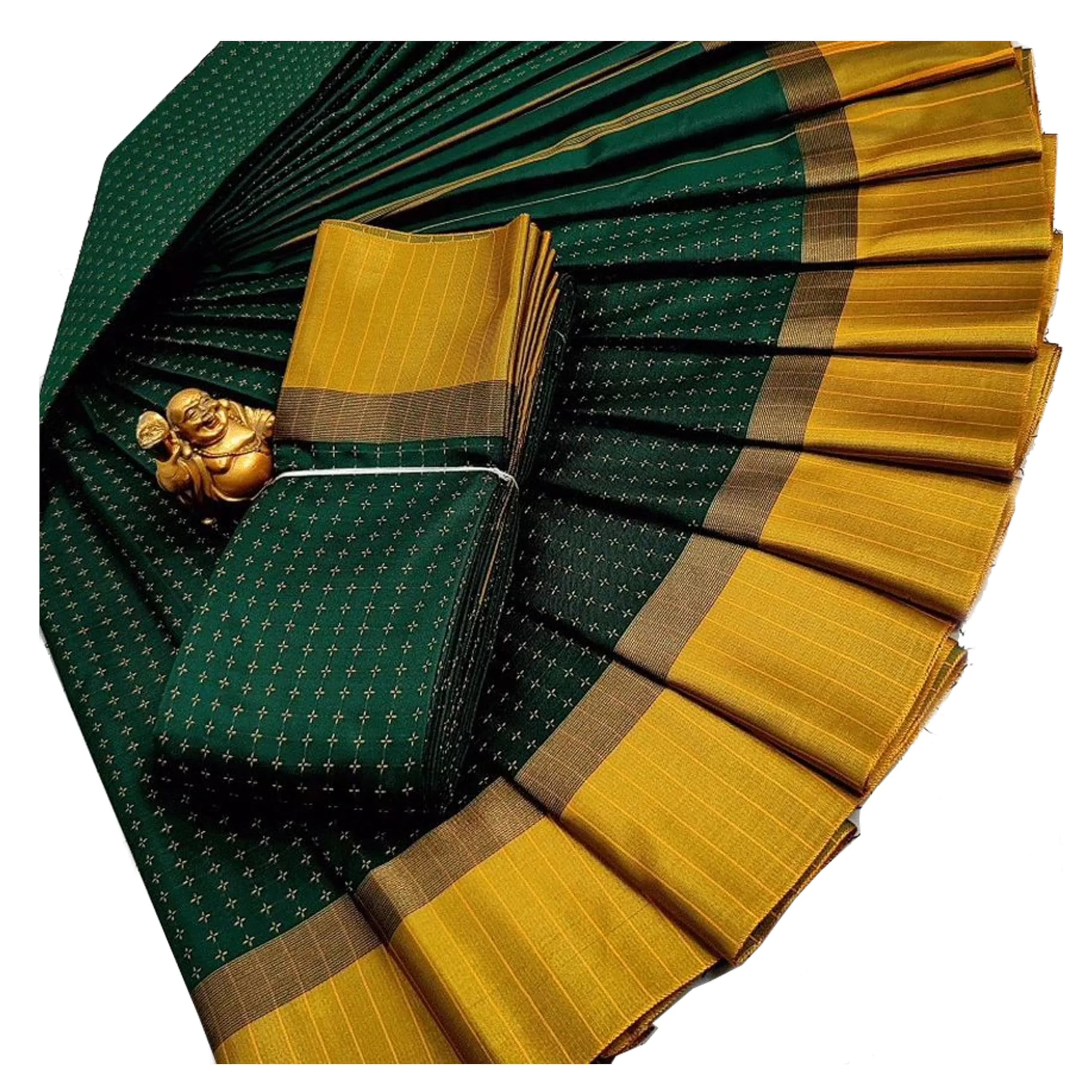 VJ Fashion Women Woven Soft Silk Saree With Blouse Piece Green 5.5 Meter (18 Ft) - main product image