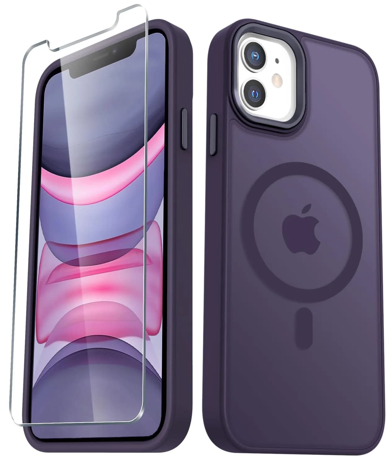 YENAPOON for iPhone 11 Case, Matte Magnetic Phone Cover, Purple | Slim Shockproof with Screen Protector — Purple