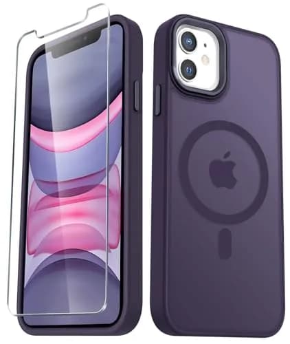 YENAPOON for iPhone 11 Case, Matte Magnetic Phone Cover, Purple | Slim Shockproof with Screen Protector thumbnail 1