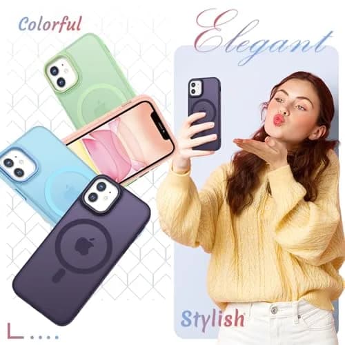 YENAPOON for iPhone 11 Case, Matte Magnetic Phone Cover, Purple | Slim Shockproof with Screen Protector thumbnail 6