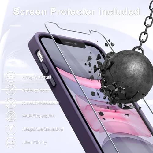 YENAPOON for iPhone 11 Case, Matte Magnetic Phone Cover, Purple | Slim Shockproof with Screen Protector thumbnail 7