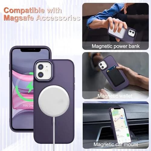 YENAPOON for iPhone 11 Case, Matte Magnetic Phone Cover, Purple | Slim Shockproof with Screen Protector thumbnail 3