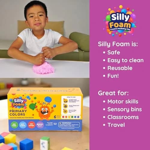 LYRK Collections Silly Foam Creative Modeling Foam Beads 2-Pack of 6 Primary Colors | Mess-Free, Reusable, Non-Toxic (Age 3+) thumbnail 7