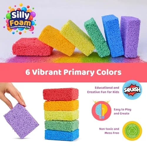 LYRK Collections Silly Foam Creative Modeling Foam Beads 2-Pack of 6 Primary Colors | Mess-Free, Reusable, Non-Toxic (Age 3+) thumbnail 3