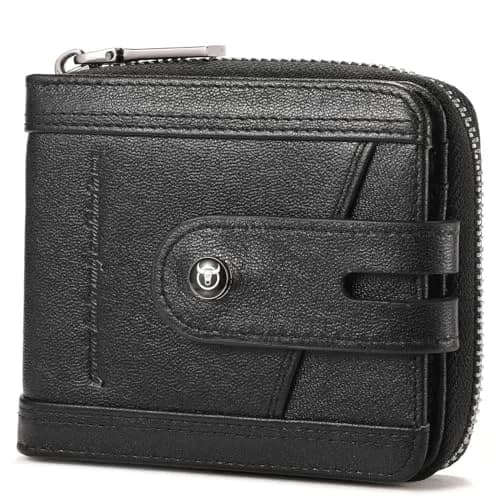 BULLCAPTAIN Genuine Leather Men's Wallet T23 with Zipper & RFID Protection | 11.0 cm (4.33 in) thumbnail 1