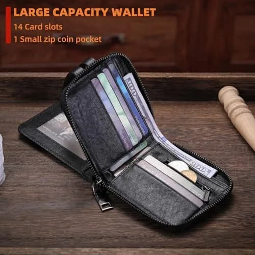 BULLCAPTAIN Genuine Leather Men's Wallet T23 with Zipper & RFID Protection | 11.0 cm (4.33 in) thumbnail 4