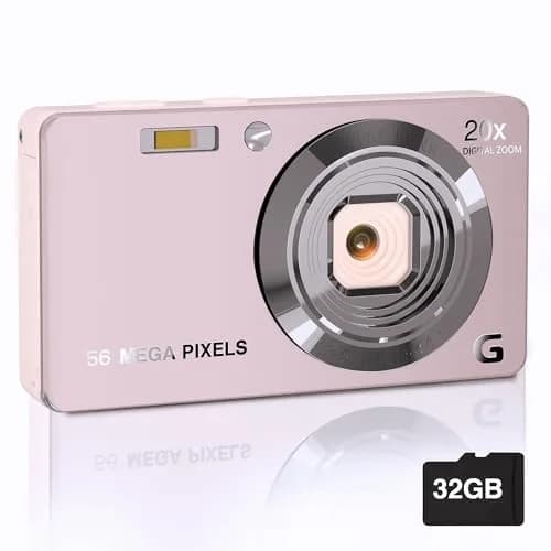 Focusify Digital Camera Pink | 56MP 4K Video 20X Zoom | 32GB SD Card Included thumbnail 1