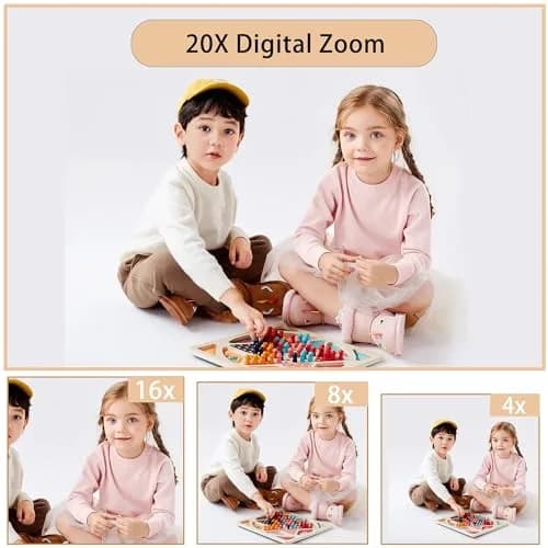Focusify Digital Camera Pink | 56MP 4K Video 20X Zoom | 32GB SD Card Included thumbnail 3