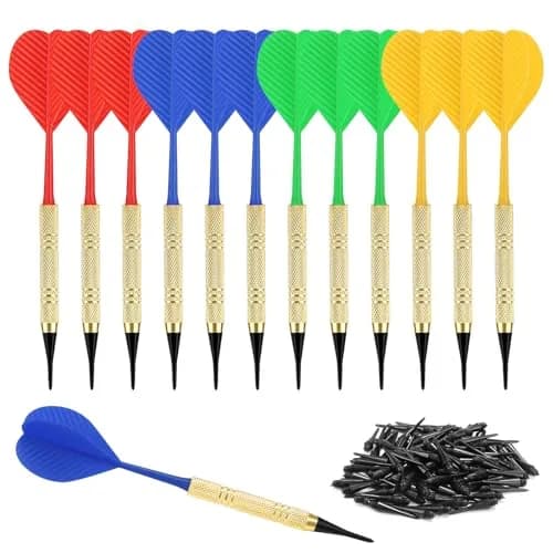 Accmor Bar Sporting Good 12 Pack Soft Tip Darts Set with 100 Extra Tips | Professional Plastic Darts for Electronic Boards thumbnail 1