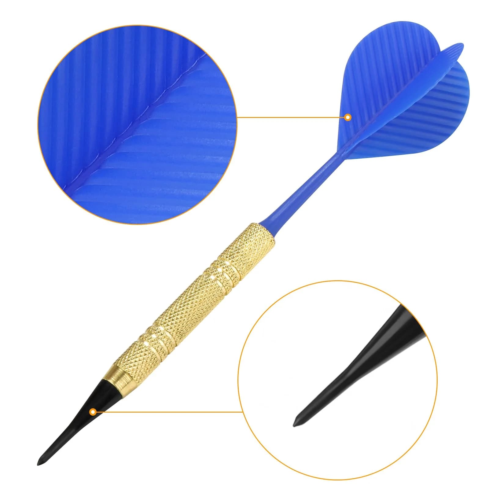 Accmor 12 Pack Gold Soft Tip Darts Set with 100 Extra Tips | 14.8cm (5.8 inch) - view 3