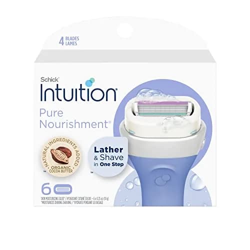 INTUITION Razors Bundle - Refills with Cocoa Butter & Sensitive Skin | 4-Blade Pivoting Cartridges, Vegan, Hypoallergenic (70-120 chars) thumbnail 2