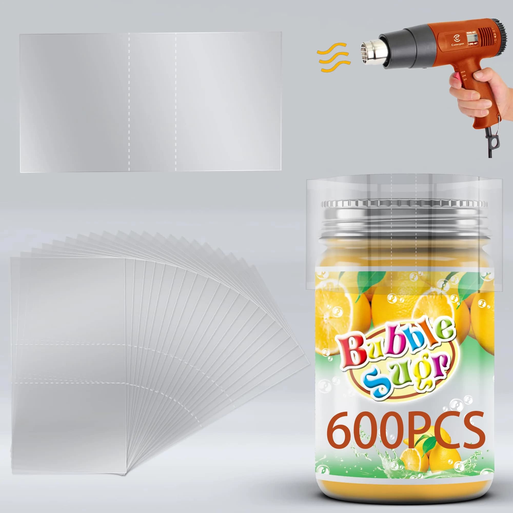 CANWUPON 600Pcs PVC Shrink Wrap for Bottles & Jars | Tamper-Proof Seal (115x30mm)