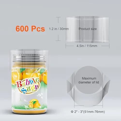 CANWUPON 600Pcs PVC Shrink Wrap for Bottles & Jars | Tamper-Proof Seal (115x30mm) thumbnail 2