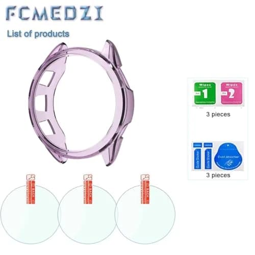 FCMEDZI Smartwatch Screen Protector & Case for Garmin Forerunner 165/165 Music (Violet) | 3-Pack Tempered Glass & TPU Cover thumbnail 6