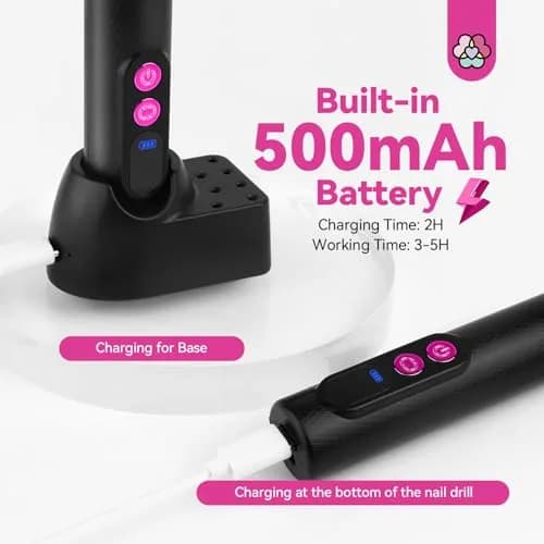 SAVILAND Electric Nail Drill 20000RPM Cordless Pen-Shaped | 56g Lightweight, 3-5 Hr Battery, 12 Bits thumbnail 5