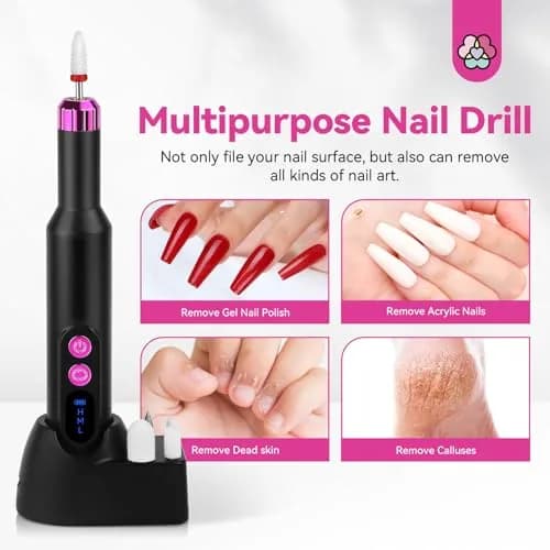 SAVILAND Electric Nail Drill 20000RPM Cordless Pen-Shaped | 56g Lightweight, 3-5 Hr Battery, 12 Bits thumbnail 7