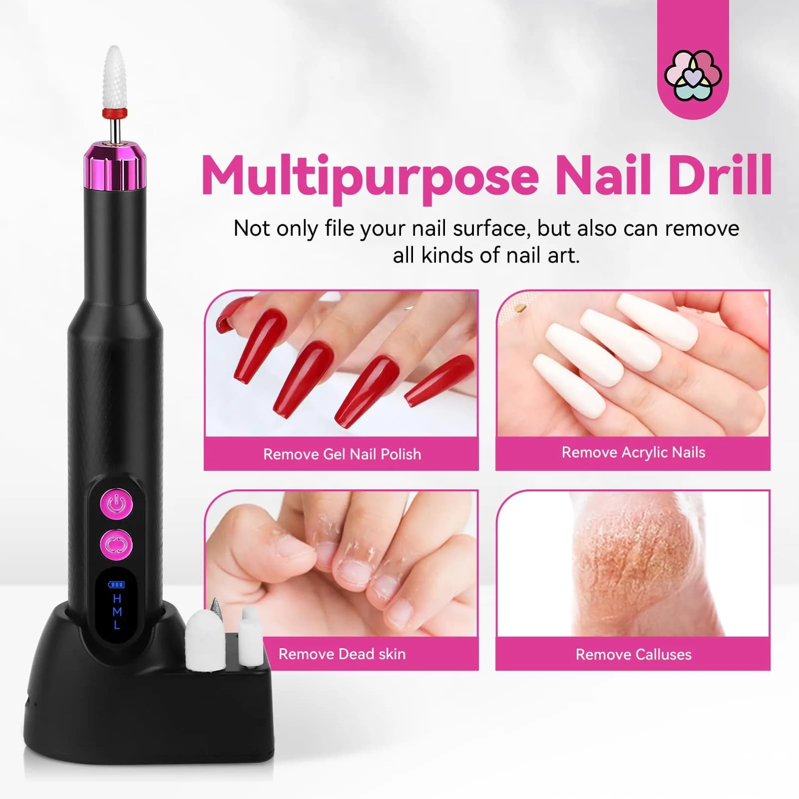 SAVILAND Electric Nail Drill Professional 20000RPM Cordless Rechargeable | Nail Sanding Tool for Gel Acrylic Polish - view 7