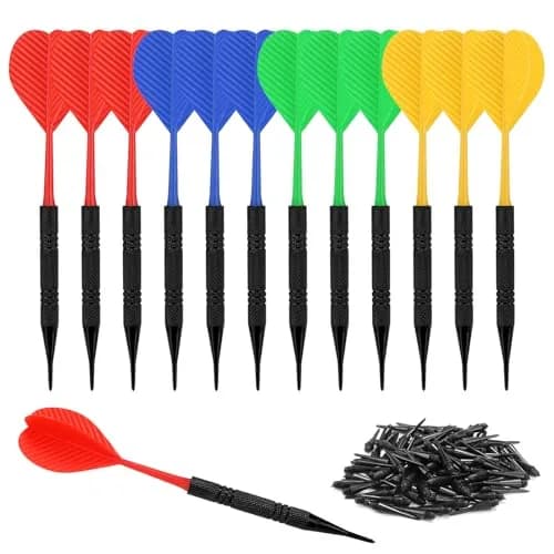 Accmor 12 Pack Soft Tip Darts Set with 100 Extra Tips | Black, 14.8cm (5.8 inch) thumbnail 1